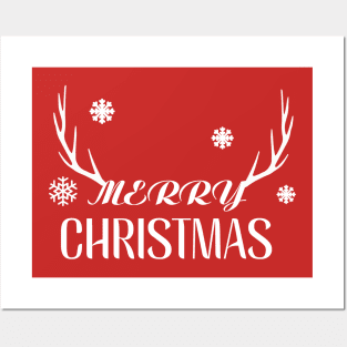 MERRY CHRISTMAS SNOWFLAKES Posters and Art